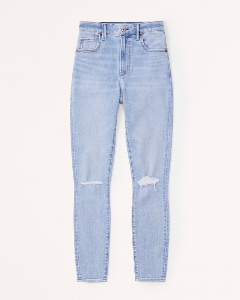 Blue Abercrombie And Fitch High Rise Super Skinny Ankle Women Jeans | 81CSRNAIE