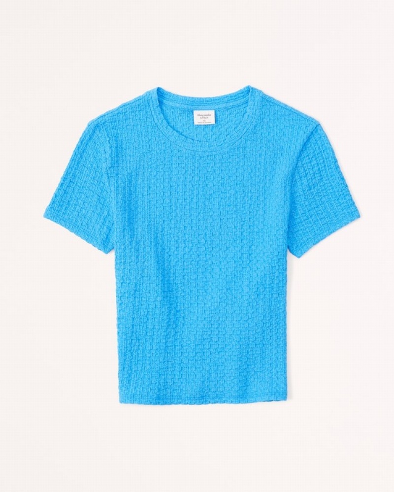 Blue Abercrombie And Fitch Textured Baby Women T-shirts | 46SYFPTWZ