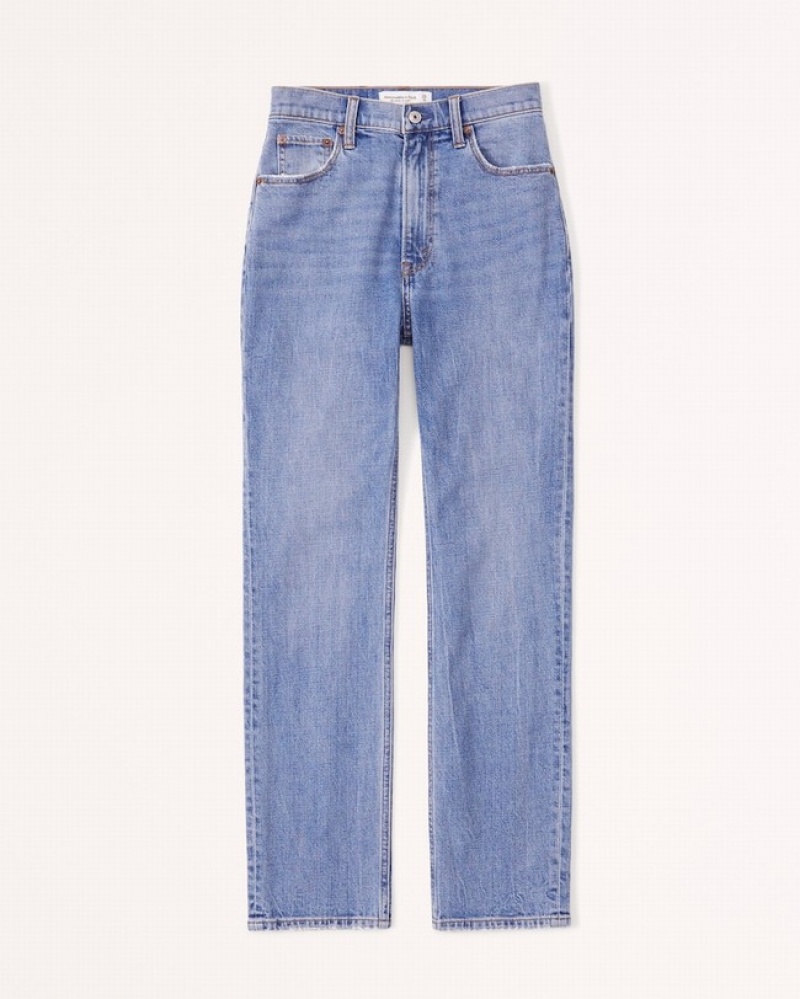 Blue Abercrombie And Fitch Ultra High Rise Ankle Straight Women Jeans | 68LCHKDZW