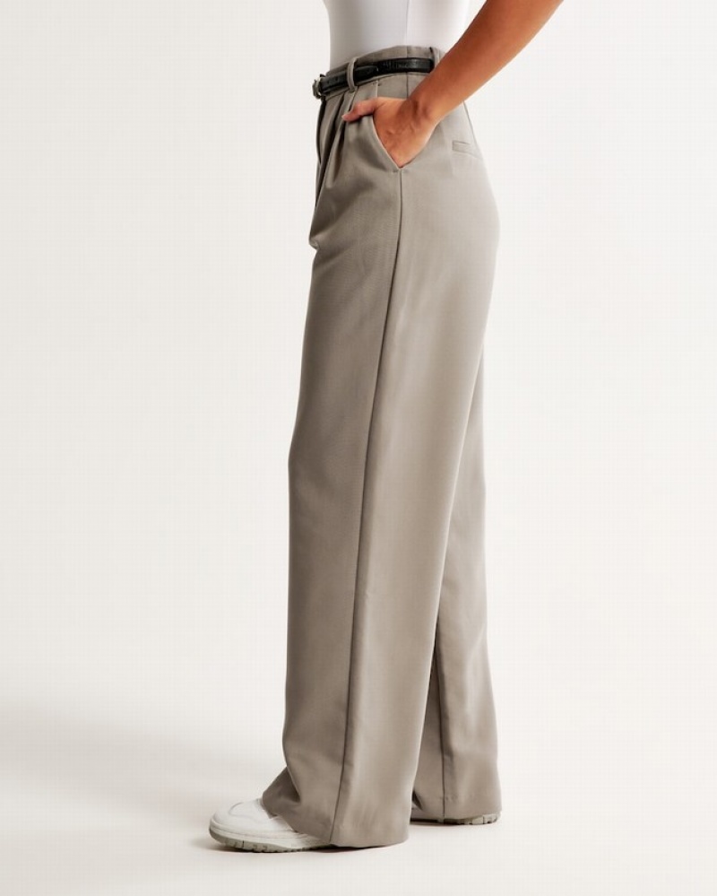 Brown Abercrombie And Fitch Curve Love Sloane Tailored Women Pants | 05JALMPCH