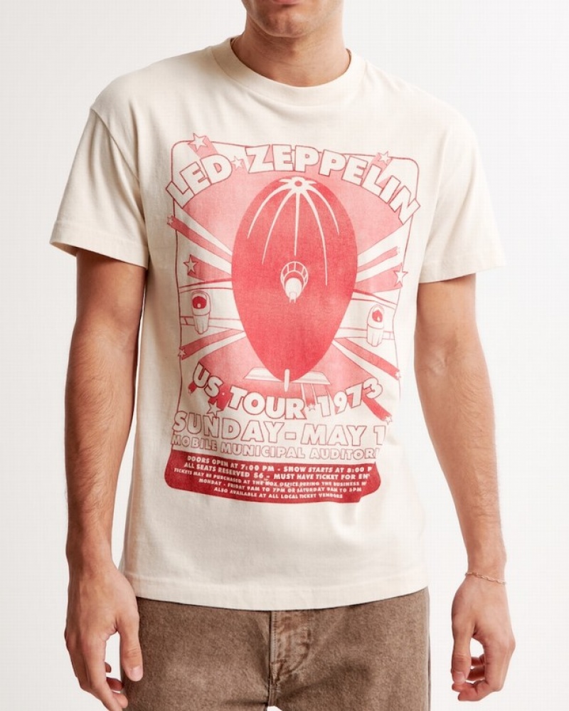 Cream Abercrombie And Fitch Led Zeppelin Graphic Men T-shirts | 30YGLCXFS