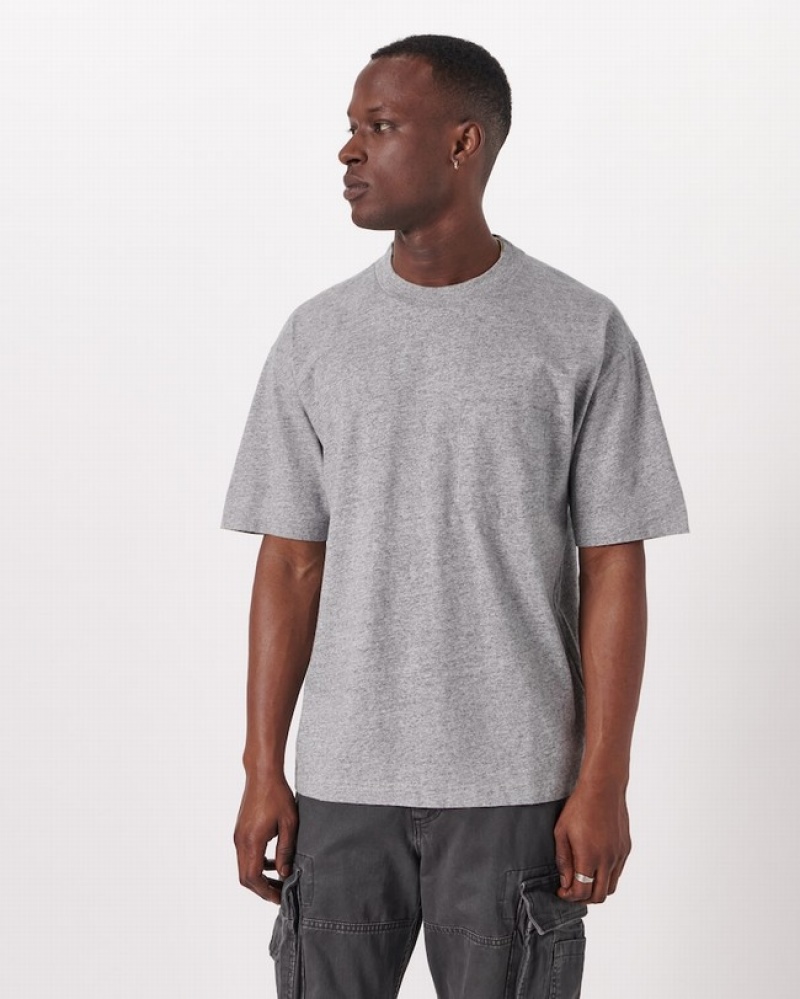 Grey Abercrombie And Fitch Essential Oversized Pocket Men T-shirts | 67VTOKBQI