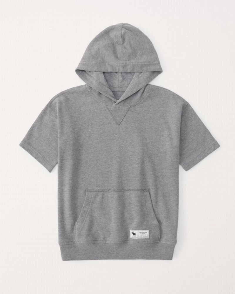 Grey Abercrombie And Fitch Short-sleeve Boys Hoodie | 19DPZRLWH