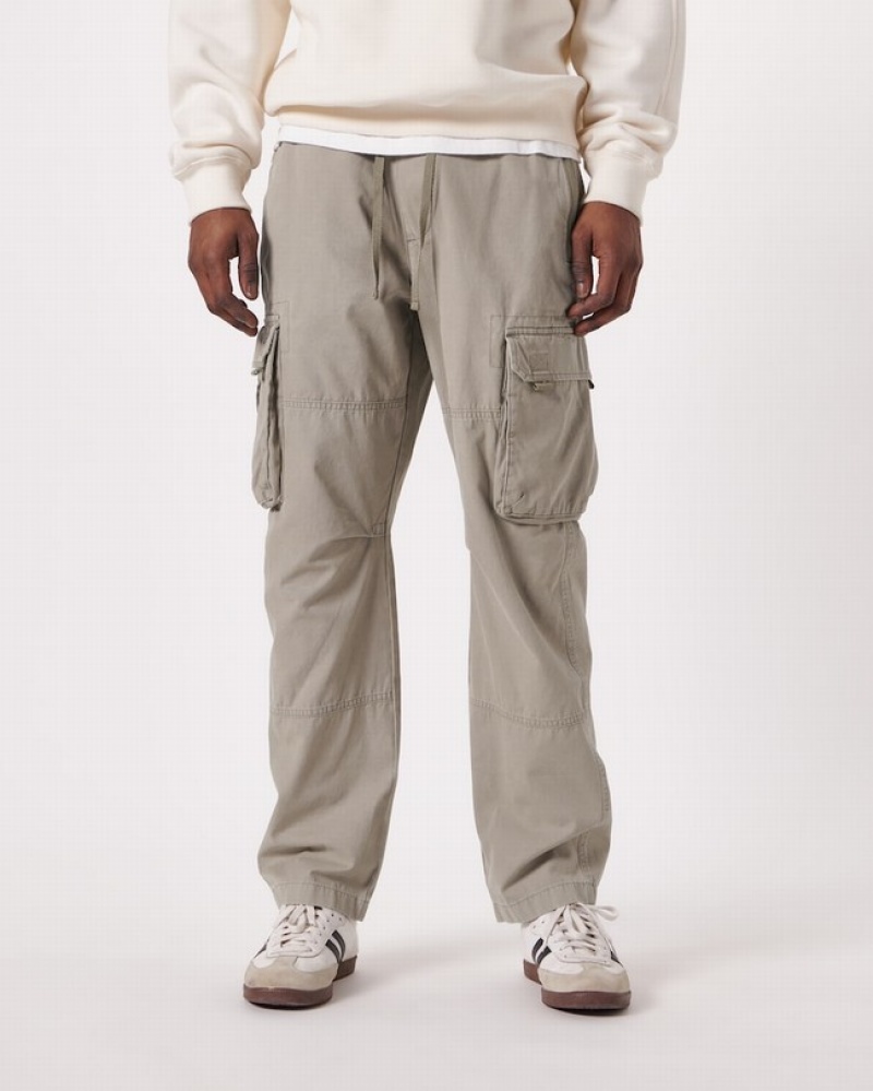 Grey / Brown Abercrombie And Fitch Loose Utility Men Pants | 17KUEVGYZ