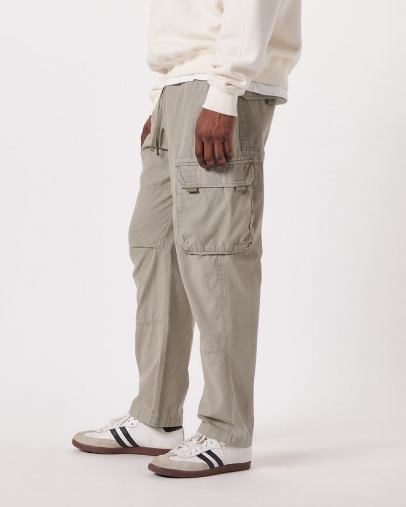 Grey / Brown Abercrombie And Fitch Loose Utility Men Pants | 17KUEVGYZ