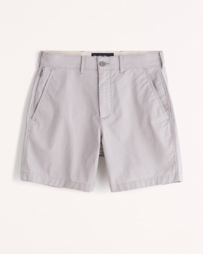 Grey / Stripes Abercrombie And Fitch 7 Inch All-day Men Shorts | 30YPCLDAN