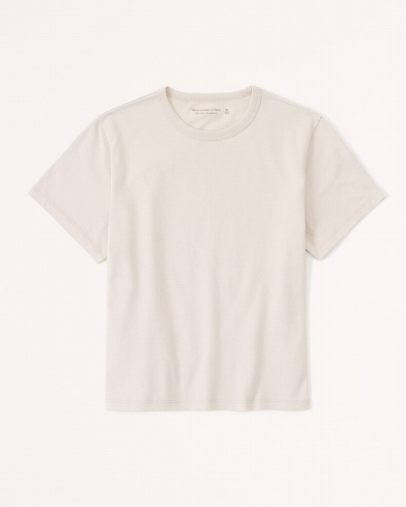 Light Grey / Brown Abercrombie And Fitch Essential Body-skimming Women T-shirts | 68DQUBGOY