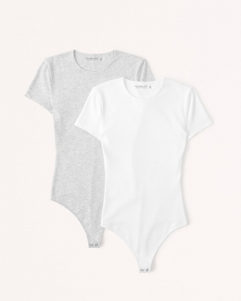 Light Grey / Multicolor Abercrombie And Fitch 2-pack-sleeve Women Bodysuit | 39DIXKLPW