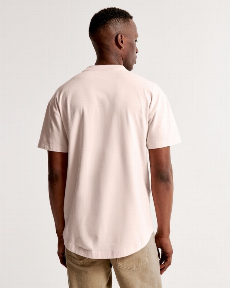 Light Pink Abercrombie And Fitch Essential Curved Hem Men T-shirts | 79ZANMPEH