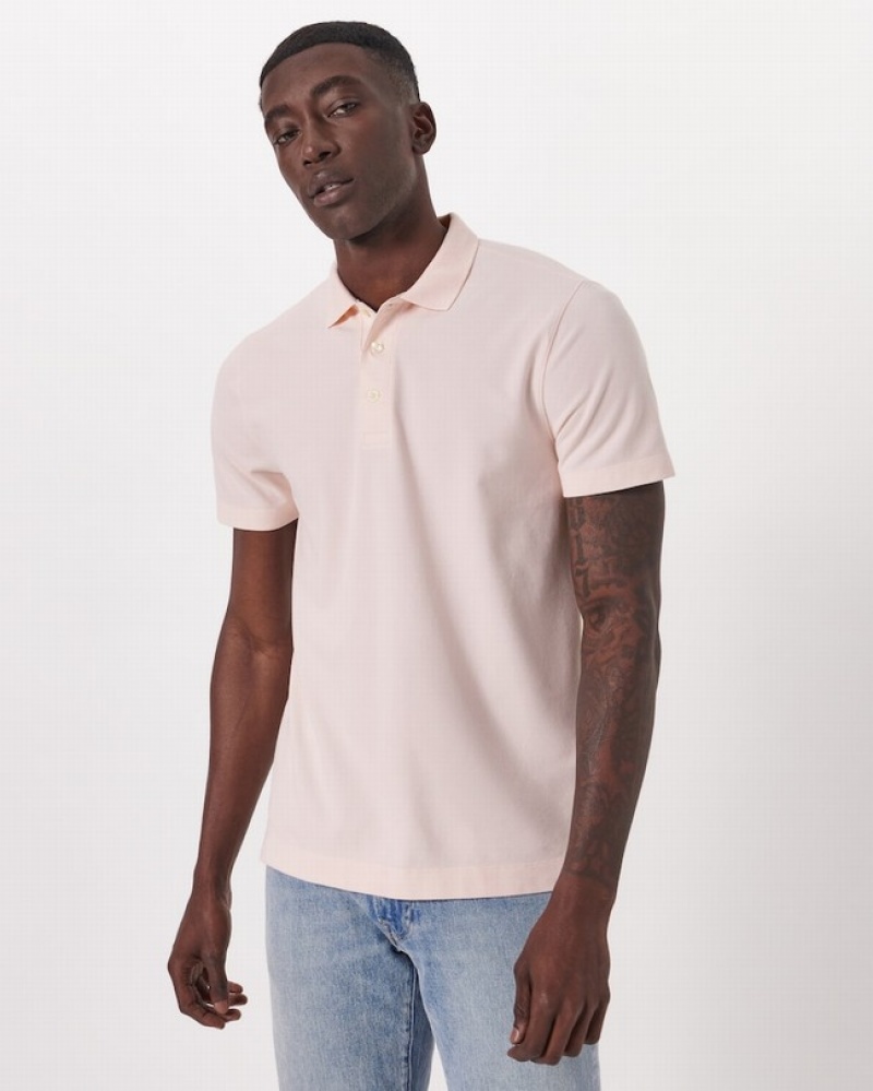 Light Pink Abercrombie And Fitch Performance Pique Men Polo Shirts | 18FWQHNGK