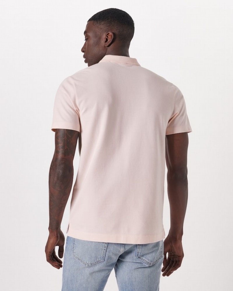 Light Pink Abercrombie And Fitch Performance Pique Men Polo Shirts | 18FWQHNGK