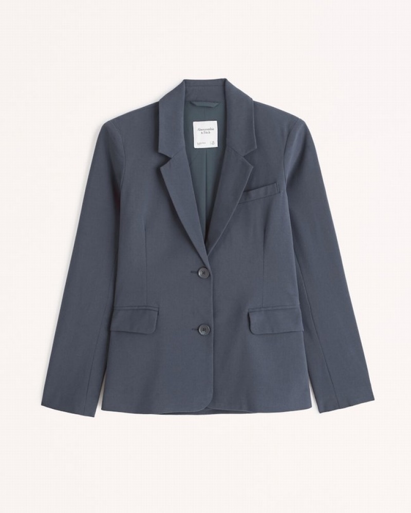 Navy Abercrombie And Fitch Slim Suiting Women Jackets | 09HKNGSJY