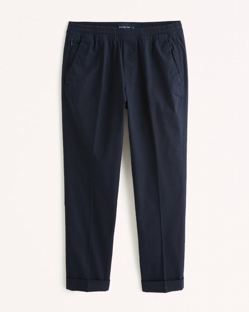 Navy / Blue Abercrombie And Fitch Cotton-blend Pull-on Men Pants | 38KMUSVGE