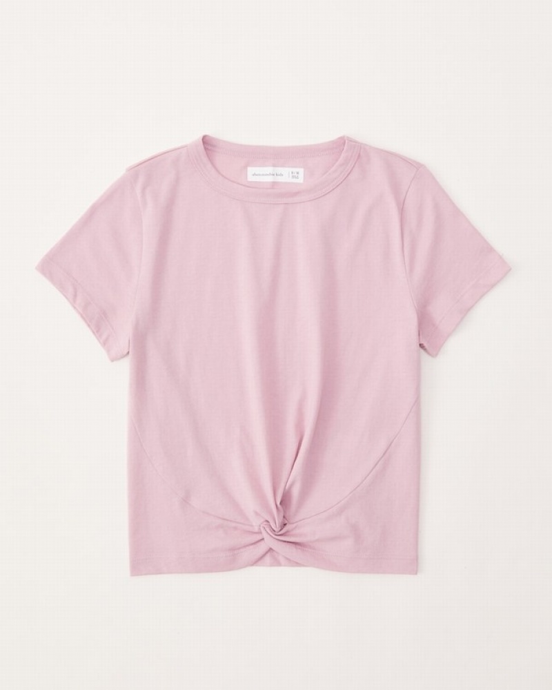 Pink Abercrombie And Fitch Twist-front Girls T-shirts | 13WAJDQEP