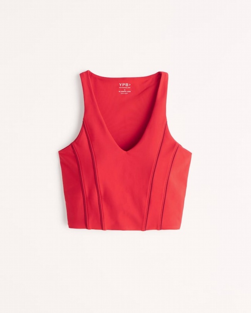 Red Abercrombie And Fitch Ypb Curve Love Corset Slim V-neck Women Tanks | 14ZHBNUDS