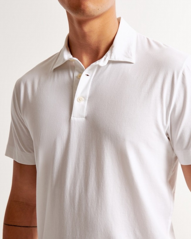 White Abercrombie And Fitch Cotton-modal Men Polo Shirts | 75TNQROKA