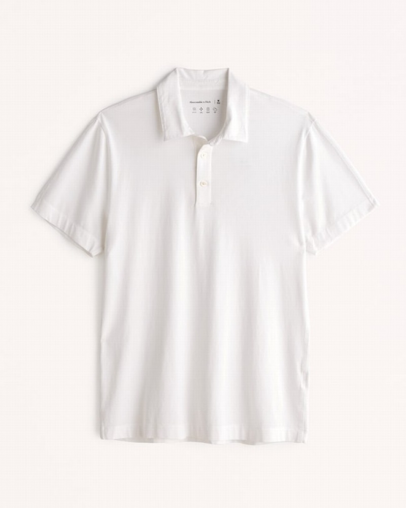White Abercrombie And Fitch Cotton-modal Men Polo Shirts | 75TNQROKA