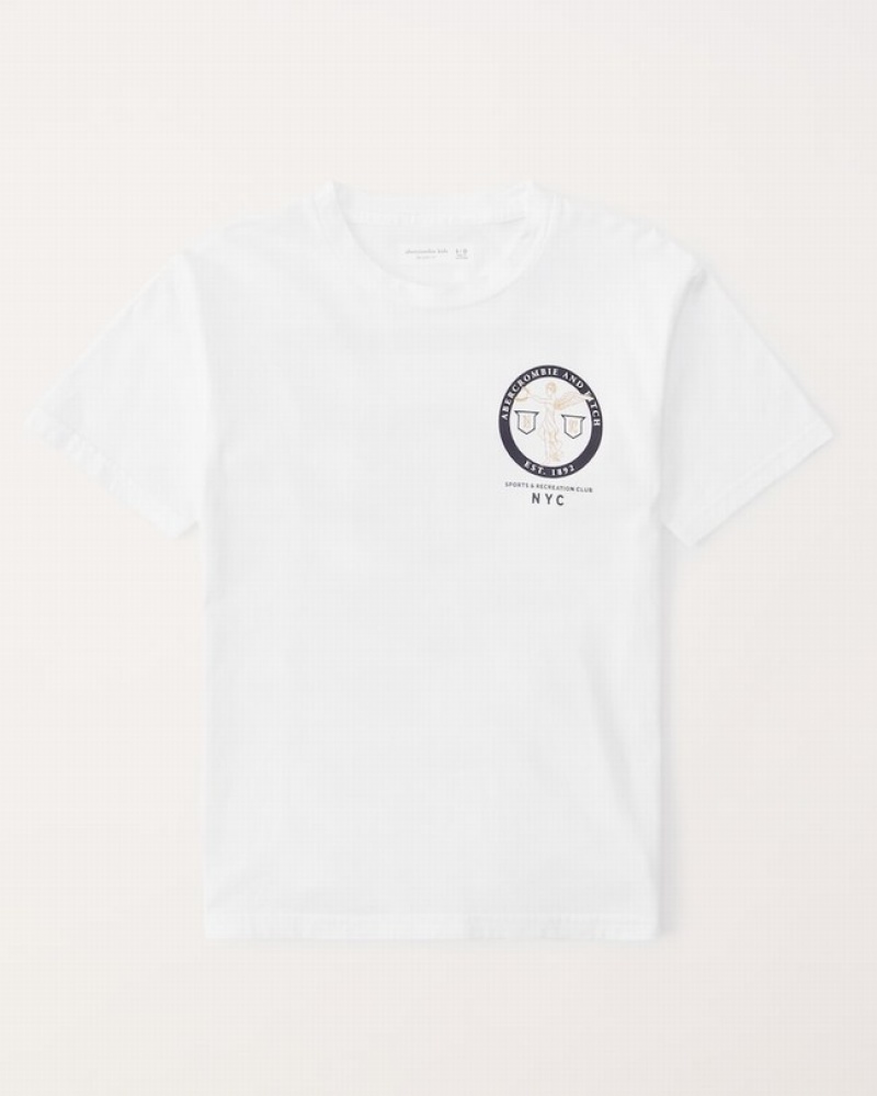 White Abercrombie And Fitch Graphic Logo Boys T-shirts | 03FHXURPB
