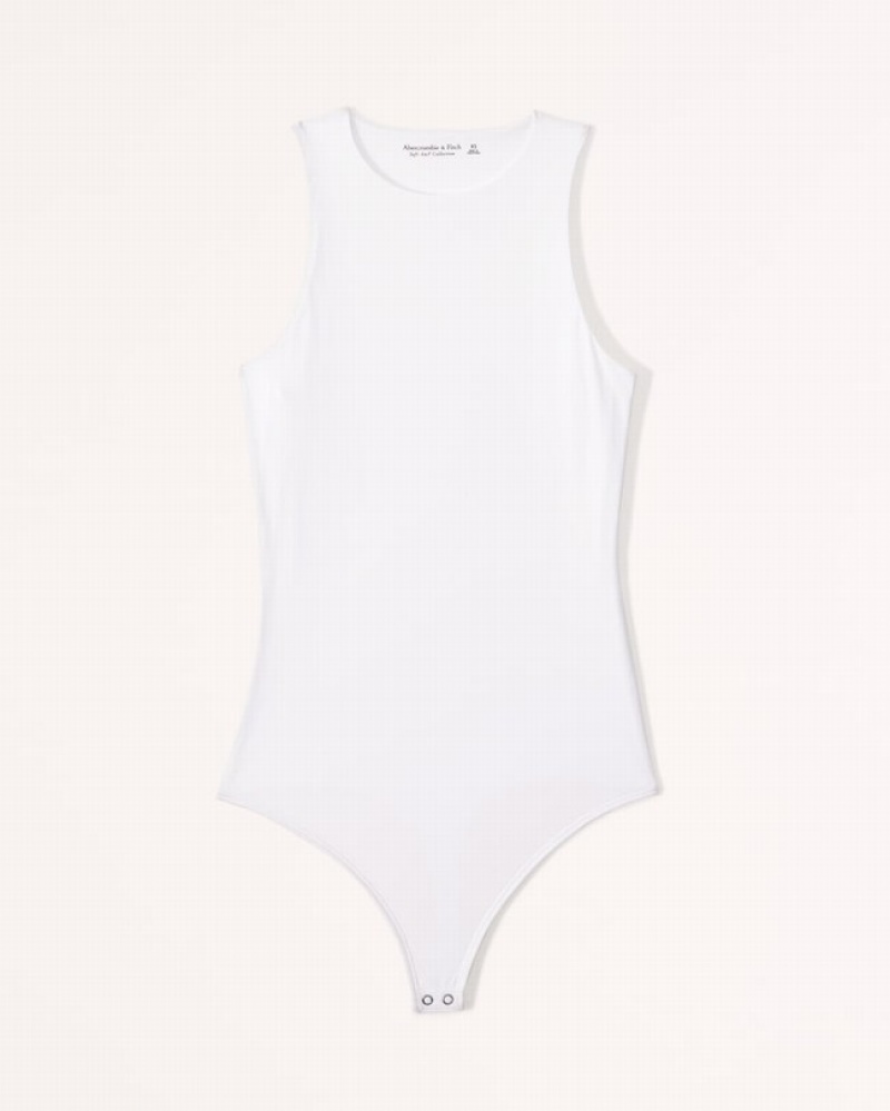White Abercrombie And Fitch Soft Matte Seamless High-neck Women Bodysuit | 02HVMLBFU