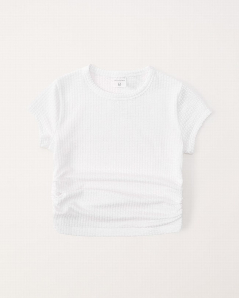 White Abercrombie And Fitch Textured Side Ruched Girls T-shirts | 79XHMERYB